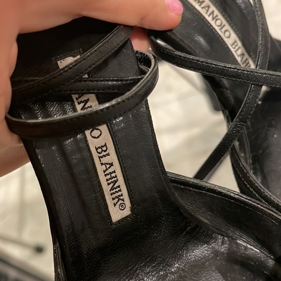 MANOLO Blahnik 39 strappy suede mules stilettos pointy toe high heels - Picture 4 of 12